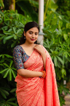 Pink Jute Silk Woven Design Saree with Unstitched Blouse - A2M