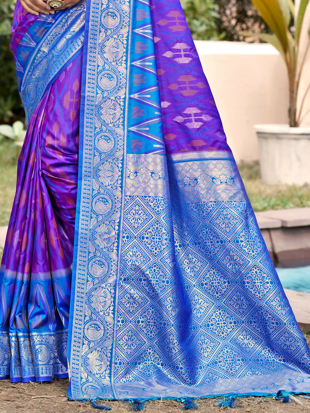 Shree Shyam Fashion Purple Pochampally Silk Saree - Distacart