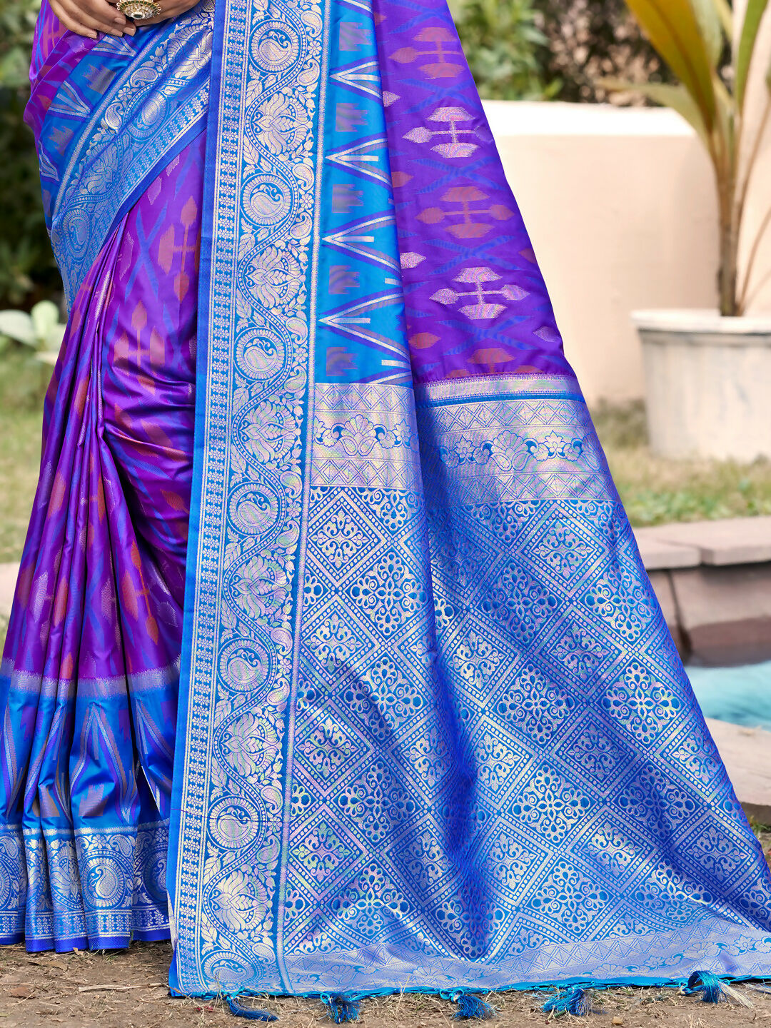 Shree Shyam Fashion Purple Pochampally Silk Saree - Distacart