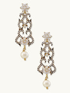 Nuyug 22K Gold-Plated Cubic Zirconia Studded & Pearl Beaded Necklace Set