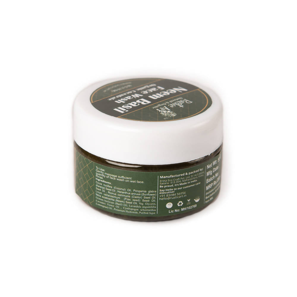 Rustic Art Neem Basil Face Wash Organic Concentrate - Distacart