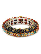 Gold-Plated Blue White Kundan Studded Pearls Beaded Bangle - Ruby Raang - Distacart