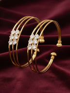 NVR Women Set of 2 Gold Plated CZ Stone Adjustable Bangle - Distacart