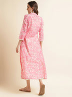 White Cotton Solid Flared Dress with Printed Shrug - Yukti - Distacart