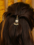 Ruby Raang Hair Brooch With Flower Kundan Pearl