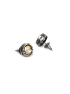 Dual Tone Kundan Maang Tikka with Earrings Jewellery Set (silver) - Ruby Raang