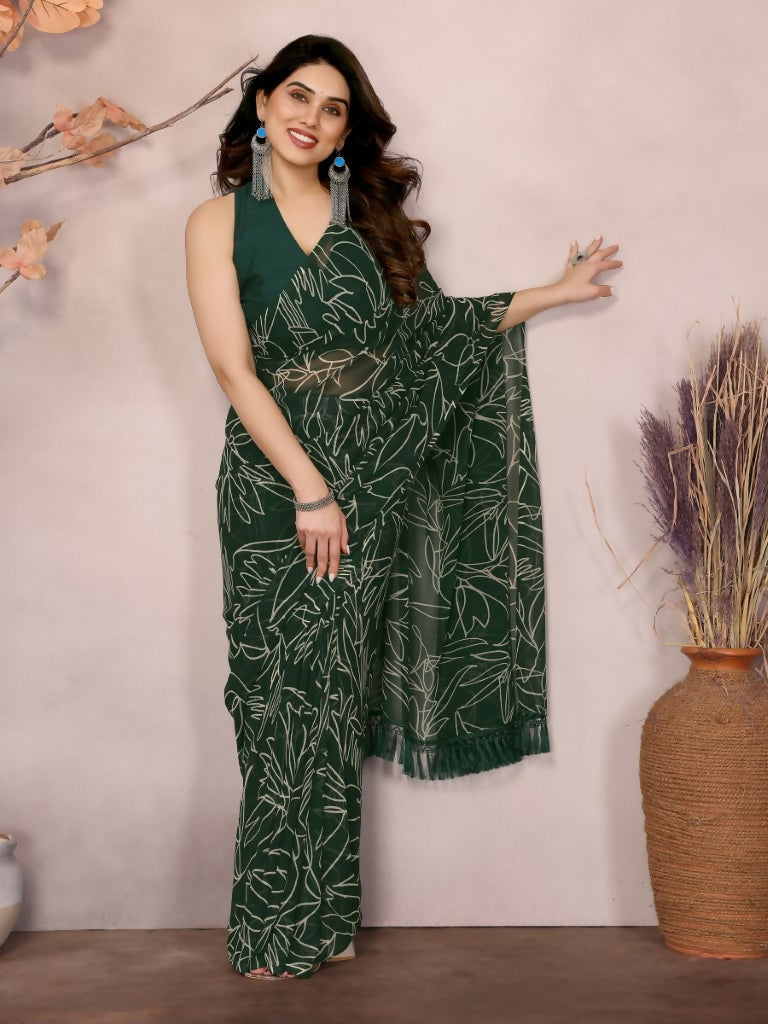Partywear Designer Georgette Green Fancy Saree - Durga