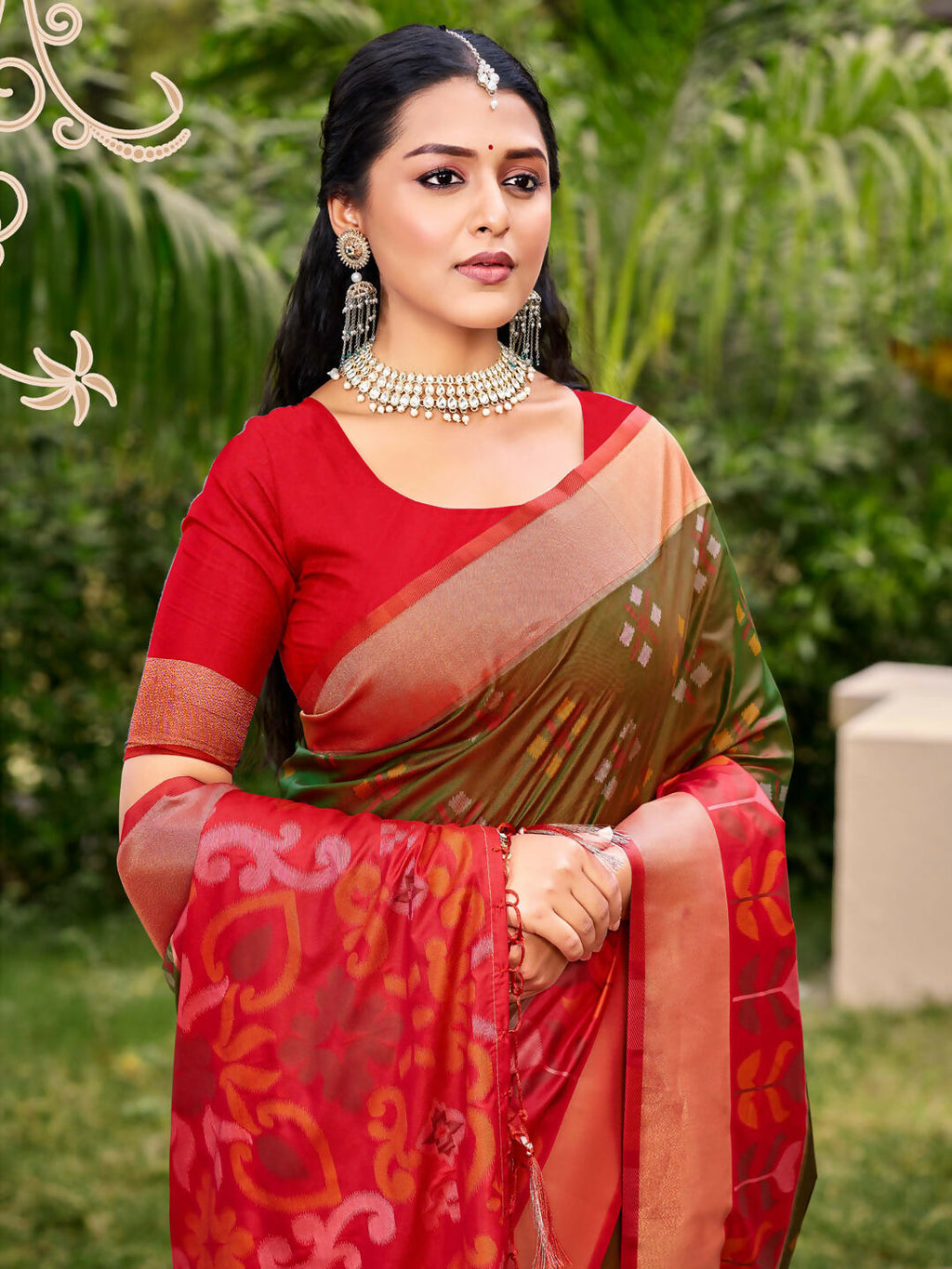 Shree Shyam Fashion Pochampalli Silk Brown Saree - Distacart