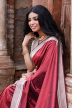 Joban Fashion Maroon Red Colour Banarasi Katan Pure Handloom Banarasi Silk Saree