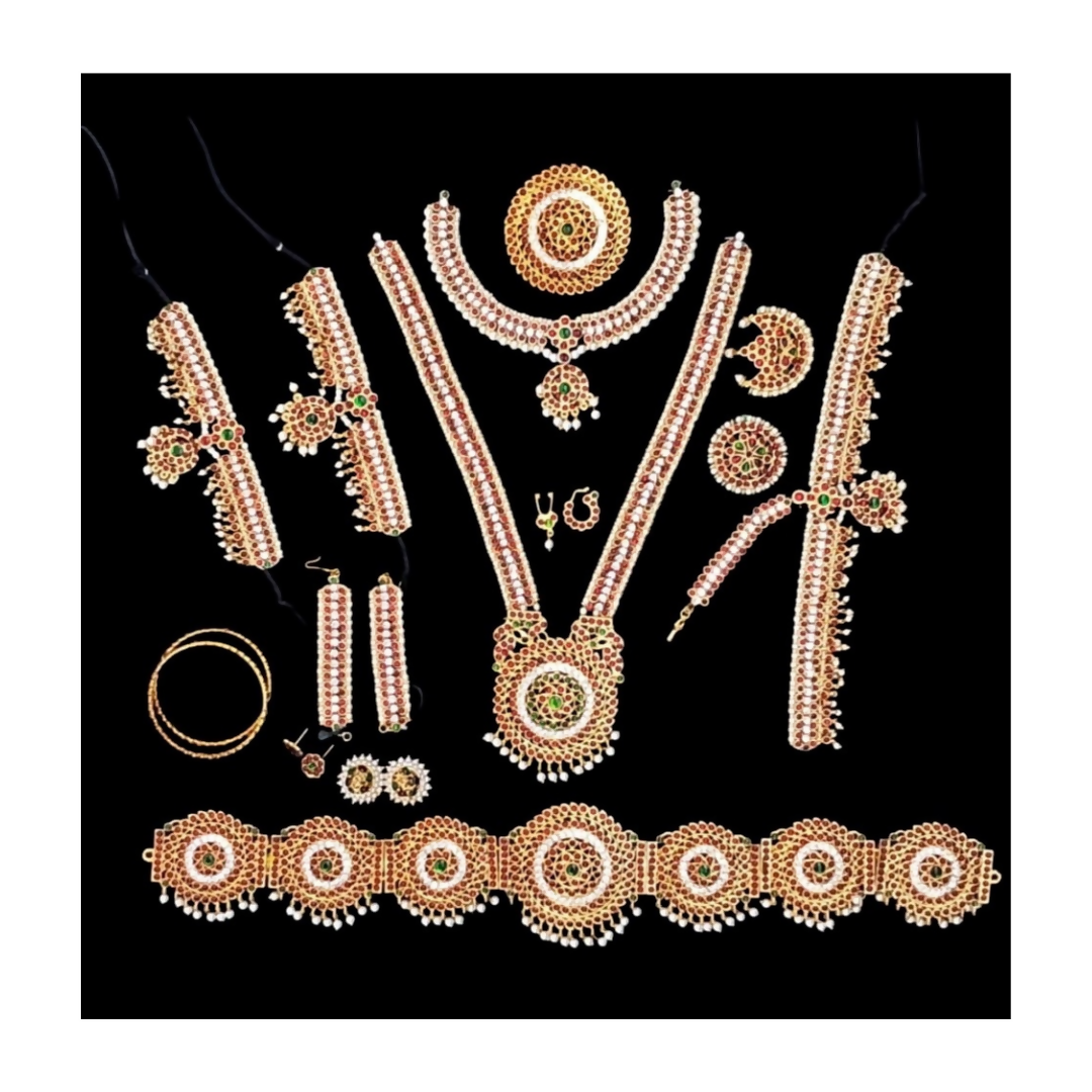 Elite Trading Traditional Bharatanatyam Temple Jewellery Set for Women/A Complete Set for Performance