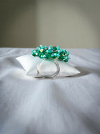 Inhanns Rang-E-Roshan Adjustable Ring – Handmade Crystal Statement Ring - Sea Green
