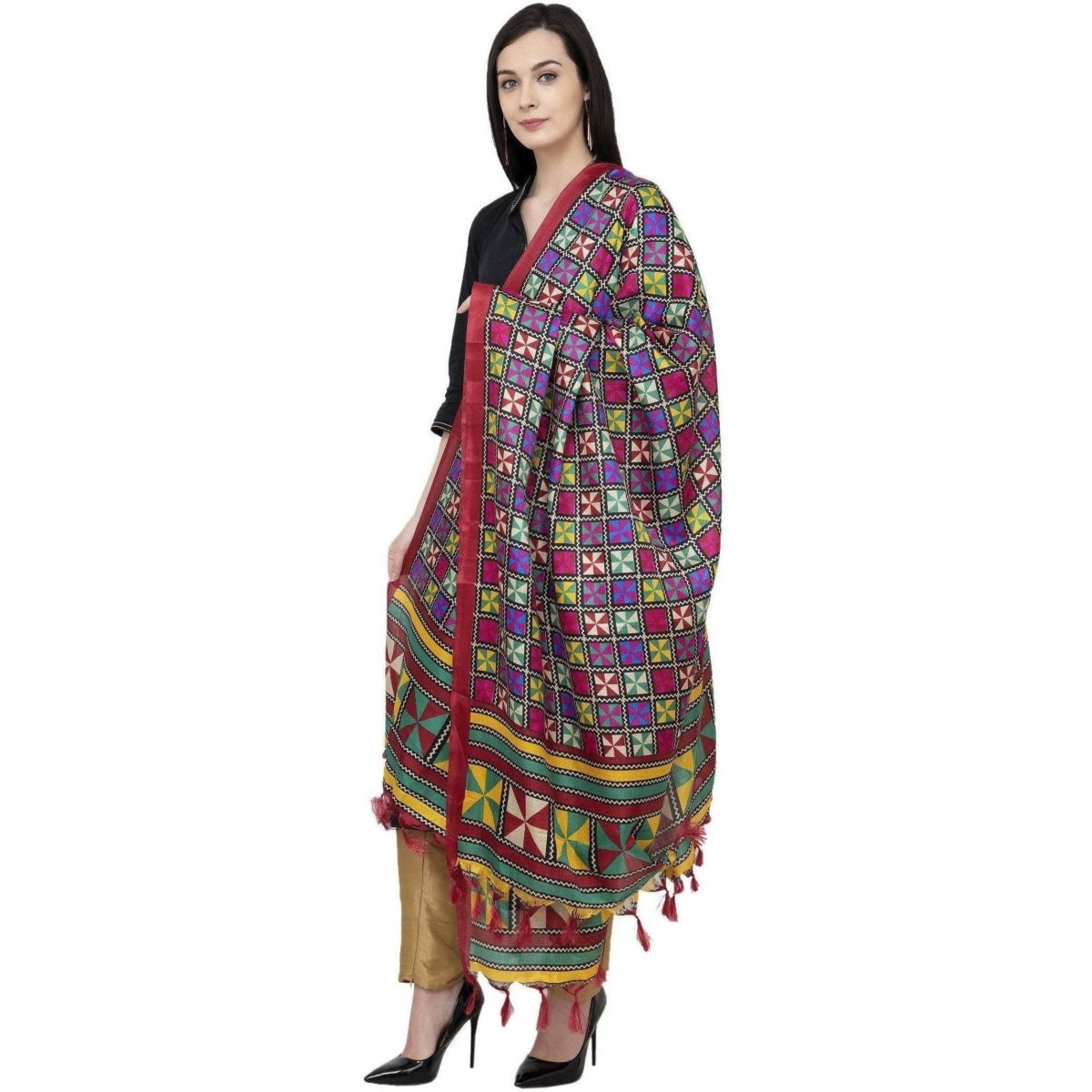 A R Silk Tussar Multi Print Fancy Dupatta Color Multi color Dupatta or Chunni