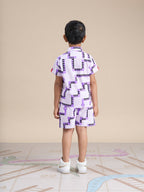 Snakes and Ladders Boys Purple Table Print Shirt and Boxer Set from Siblings Collection