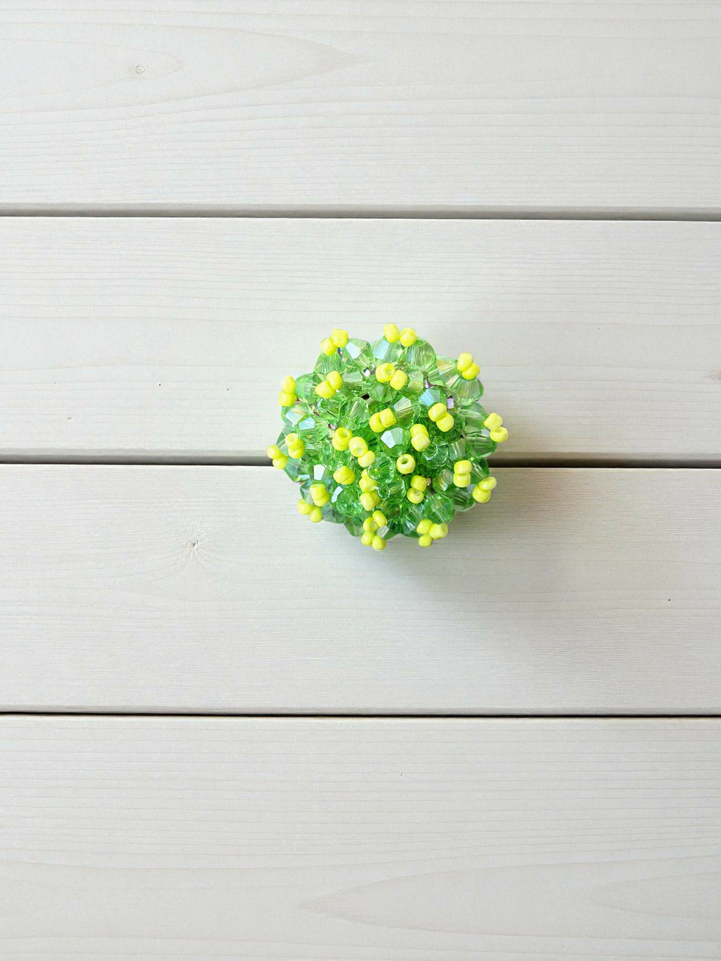 Inhanns Rang-E-Roshan Adjustable Ring – Handmade Crystal Statement Ring - Neon Green