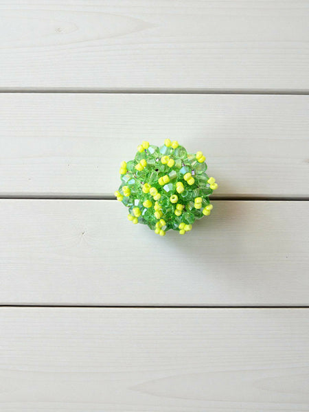 Inhanns Rang-E-Roshan Adjustable Ring – Handmade Crystal Statement Ring - Neon Green