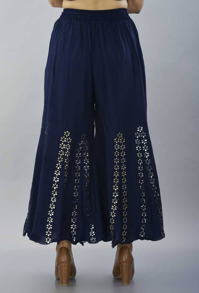 Mominos Fashion Navy Blue Mirror Palazzo