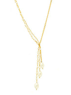 Beaded Pearl Drop One-Sided Layered Necklace - Ruby Raang