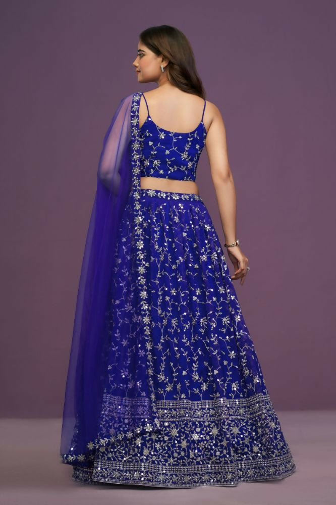 Royalblue Georgette Zari,Sequence Embroidery Work Lehenga Choli - Jihu Culture