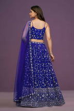 Royalblue Georgette Zari,Sequence Embroidery Work Lehenga Choli - Jihu Culture