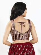 Joban Fashion Wine Silk Padded Blouse With Sweetheart Neck Sleeveless - Distacart