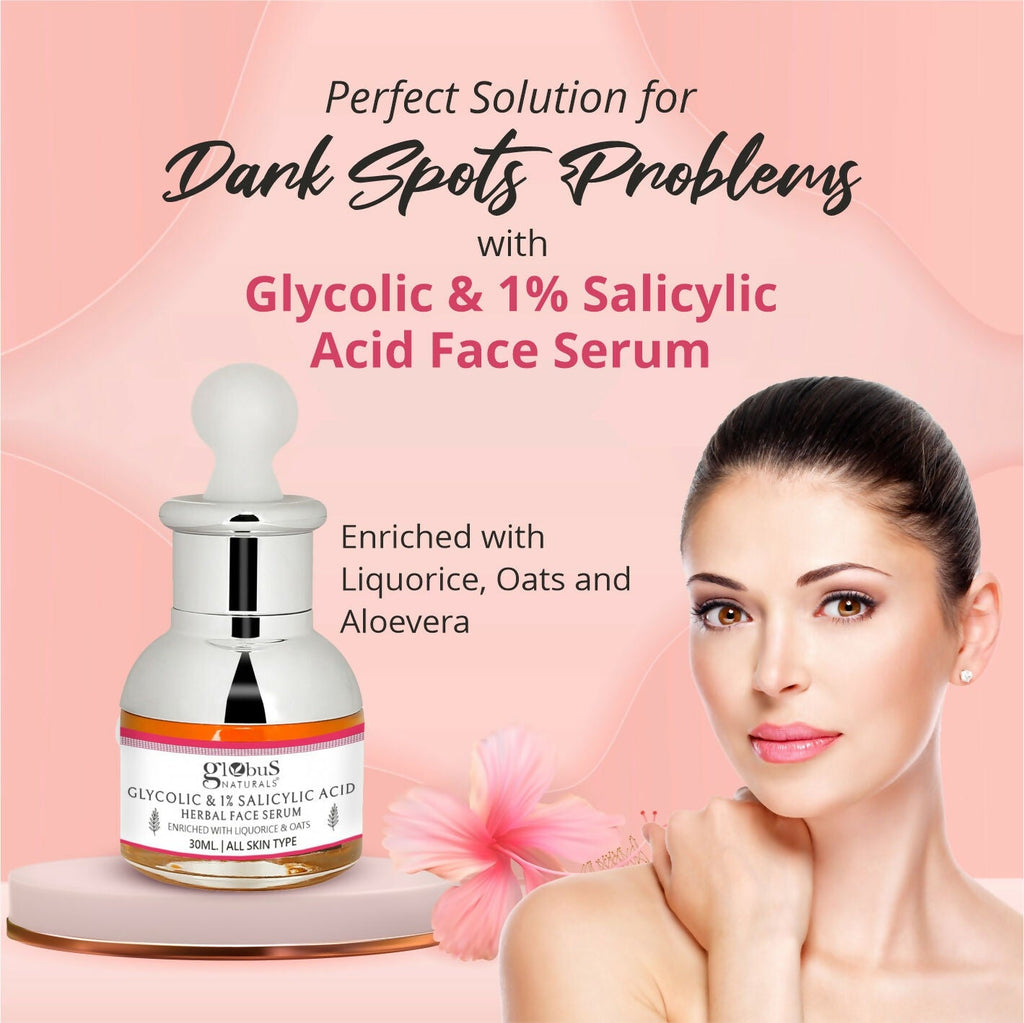 Globus Naturals Glycolic & 1% Salicylic Acid Anti Acne Face Serum - Distacart