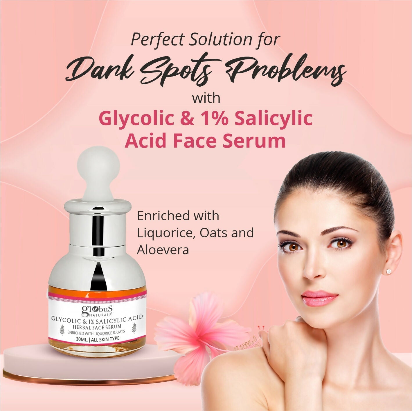 Globus Naturals Glycolic & 1% Salicylic Acid Anti Acne Face Serum - Distacart