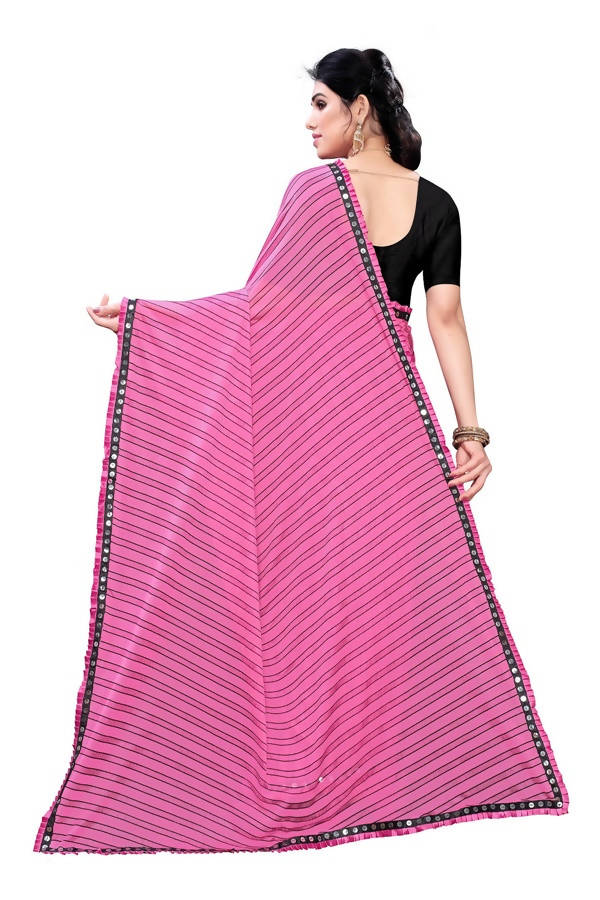Vamika Pink Malai Silk Printed Saree (Zigzag Pink)