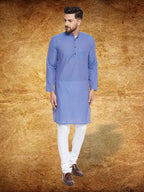 Even Apparels Men's Pure Cotton Blue Striped Kurta