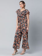 Ahalyaa Women Black Crepe Digital Print Top with Palazzo Set - Distacart