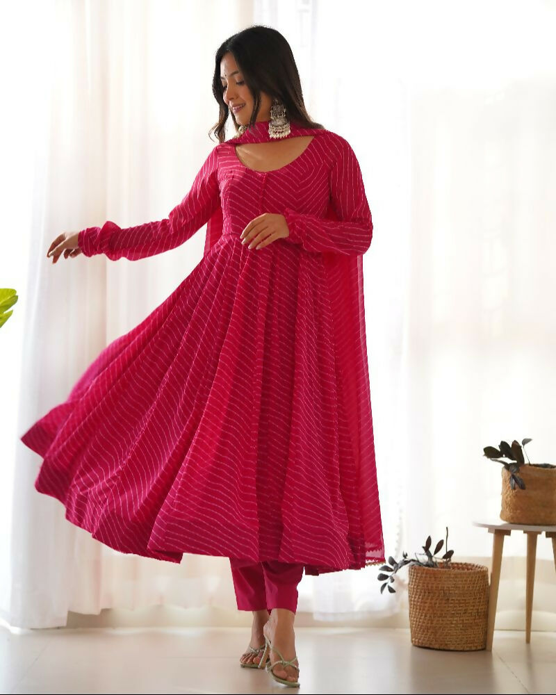 Joban Fashion Rani Pink Kurta Set Georgette Sequence Embroidery Work - Distacart