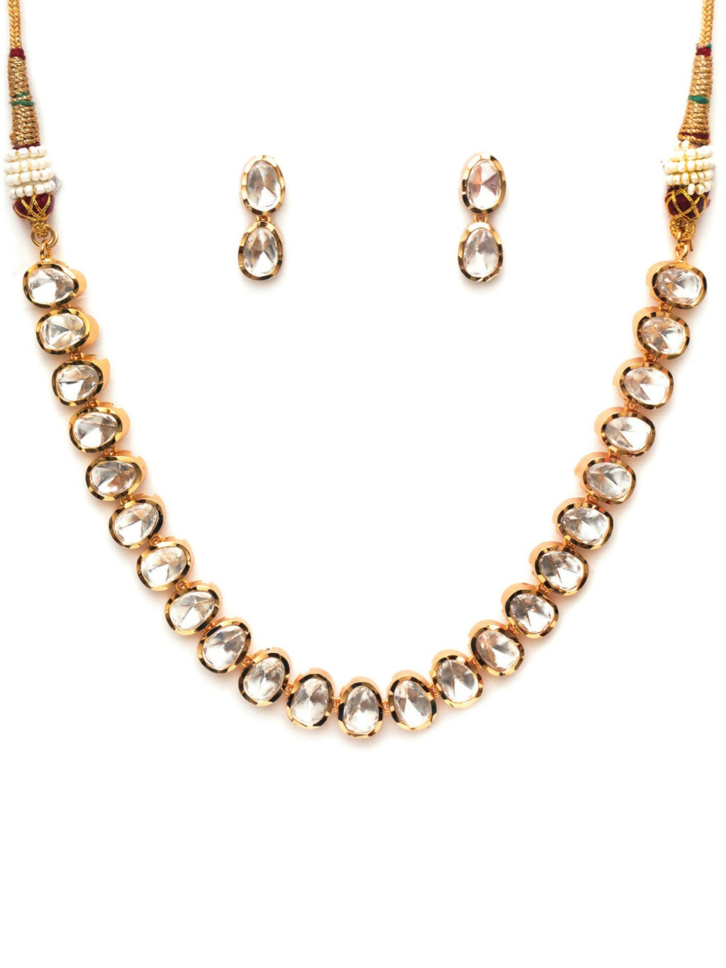 Kundan Choker with Studs Jewellery Set (Gold) - Ruby Raang
