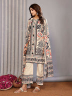 Joban Fashion Women Cream Linen Printed Stitched Kurta Set - Distacart