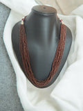 Inhanns Bloom Handmade Beaded Only Necklace - 12 Layers - Coffee Necklace