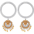 Silver Bangles With Orange Design Hangings