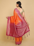 Kalamandir Ethnic Motifs Orange Silk Blend Saree