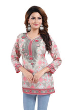 Snehal Creations Precious Pink Faux Crepe Printed Short Kurti Tunic