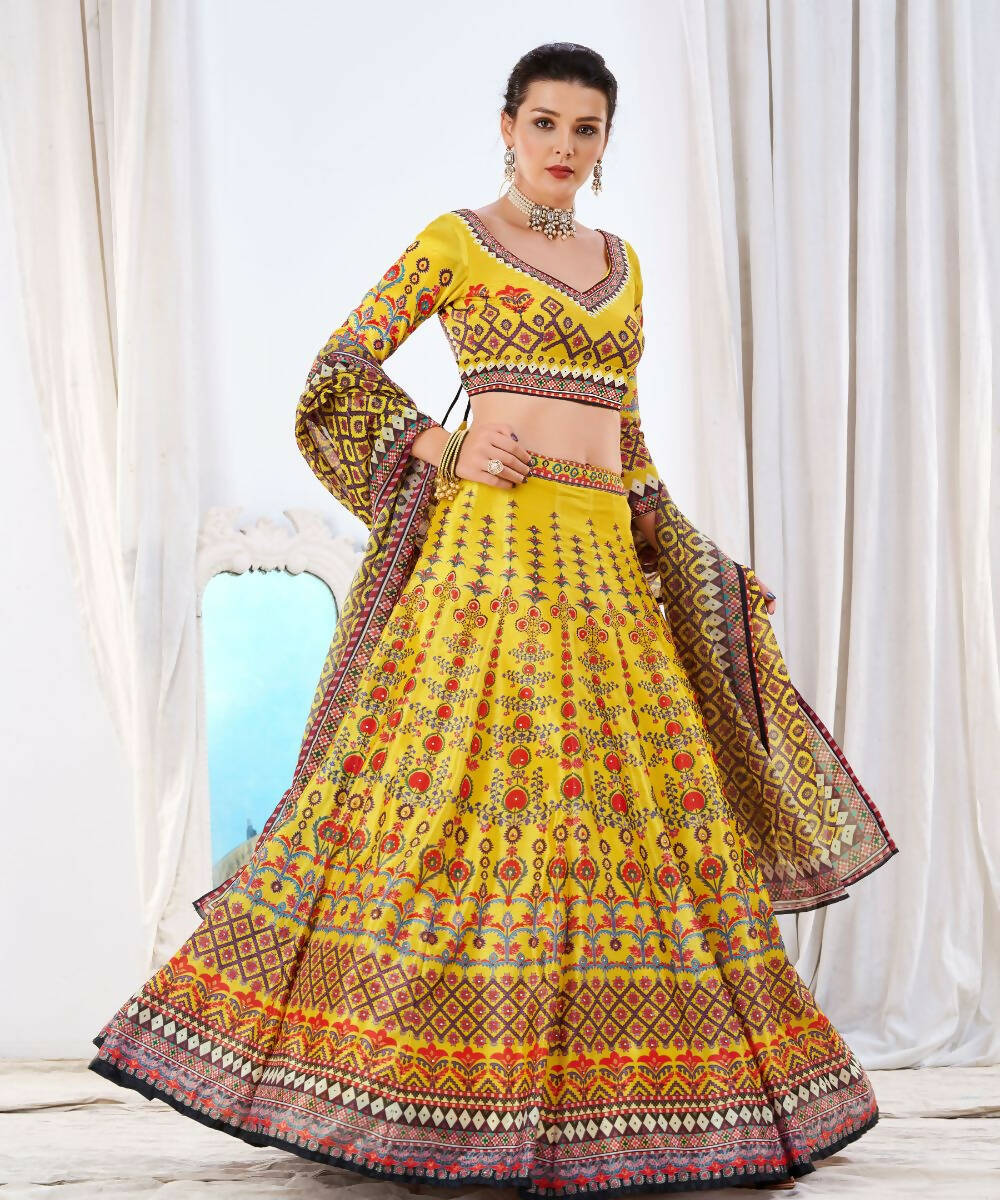 Wedding Designer Yellow Chinon Lehengha Choli - Anbazaar - Distacart