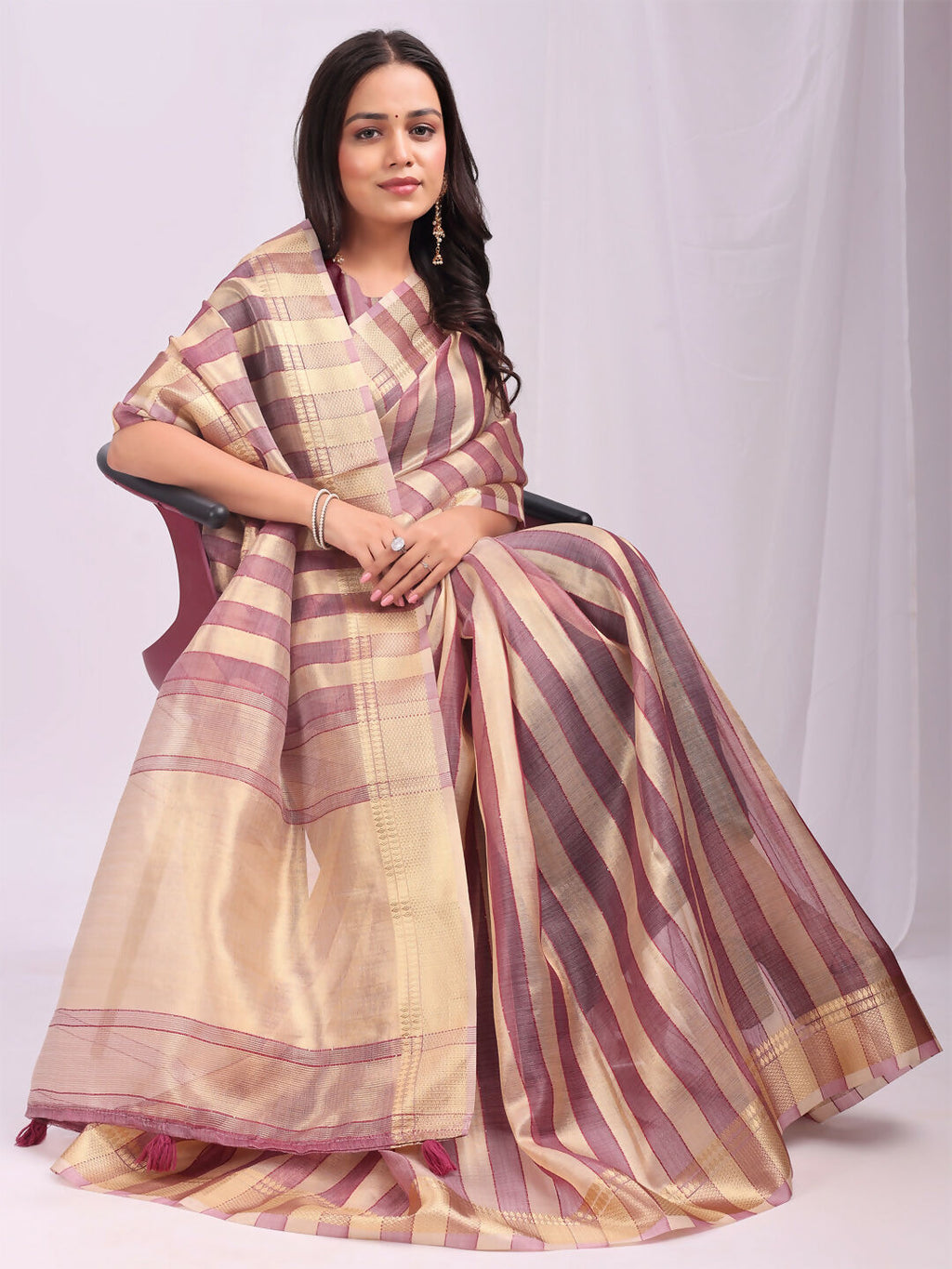Shree Shyam Fashion Organza Purple Saree - Distacart