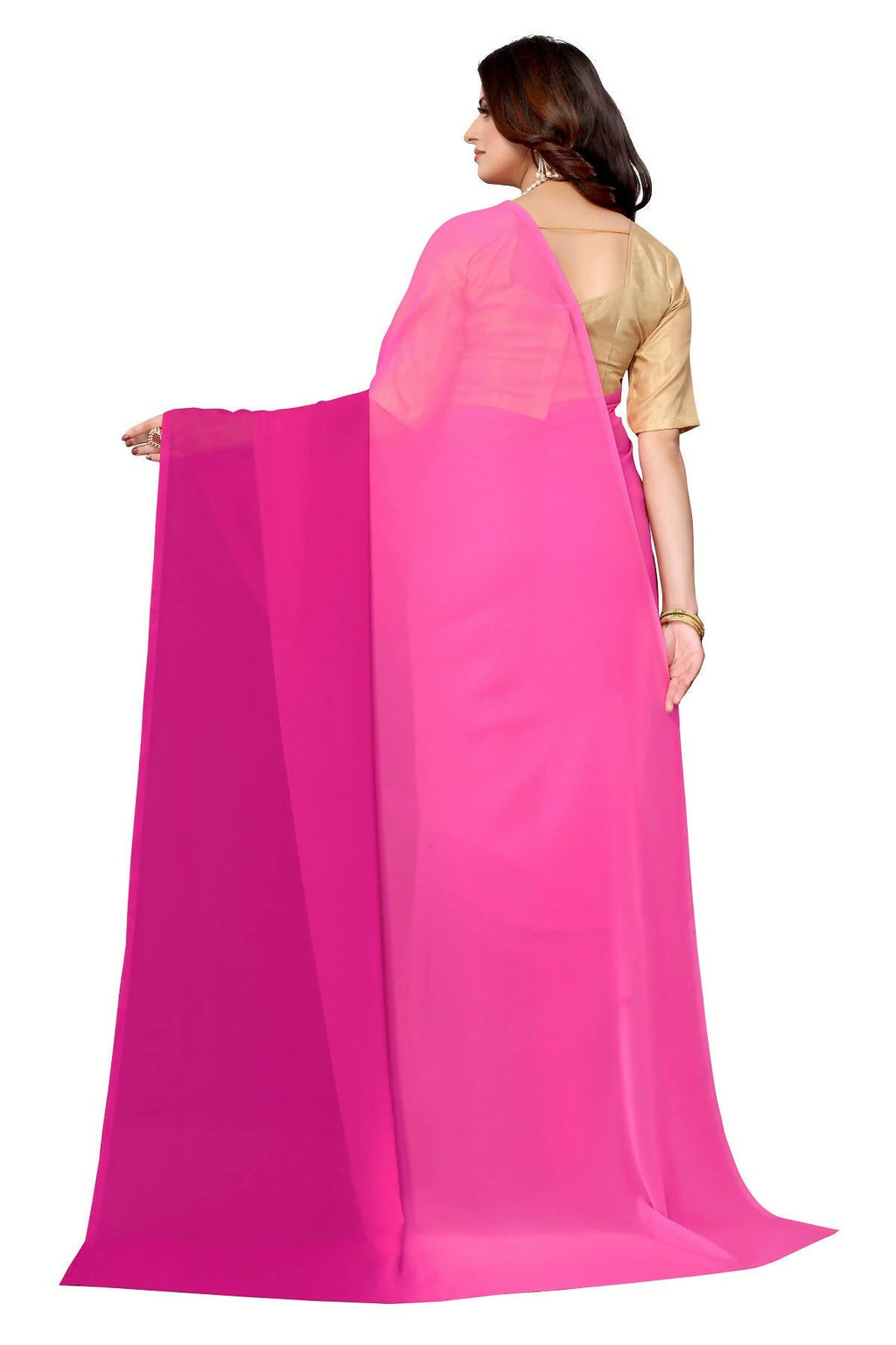 Vamika Pink Half N Half Georgette Saree - Distacart
