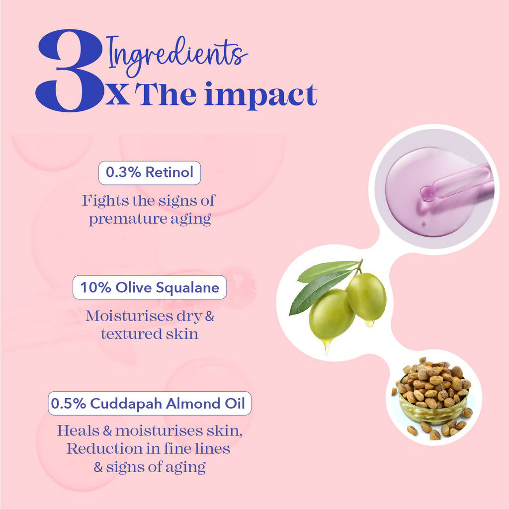 Blue Heaven 0.3% Retinol Serum With 10% Olive Squalane & 0.5% Cuddapah Almond Oil Face Serum