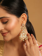 Nuyug 22K Gold Plated Chandbali Stone Drop Kundan Earrings - Distacart