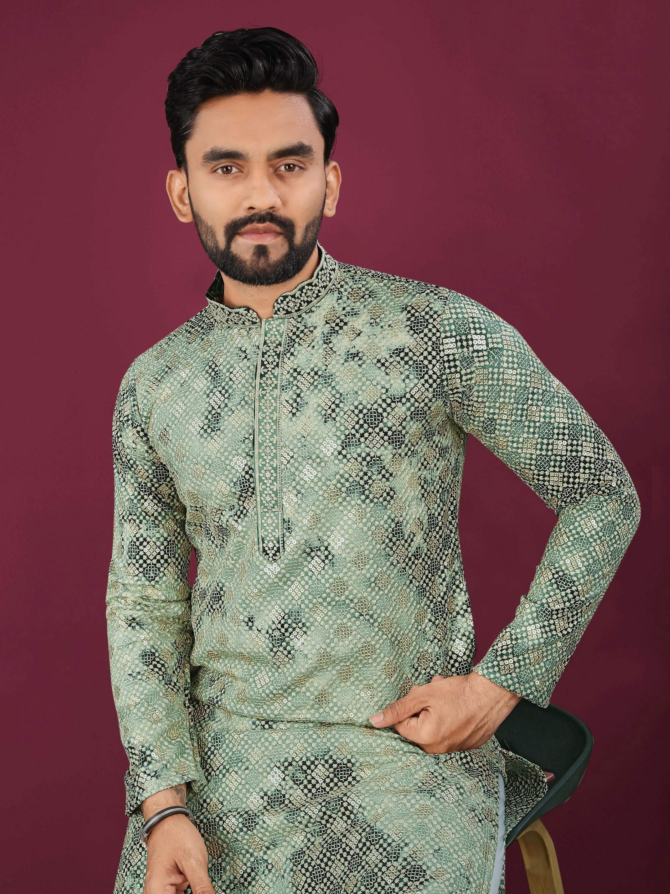 Anaita Green Chikankari Work Viscose Rayon Straight Kurta