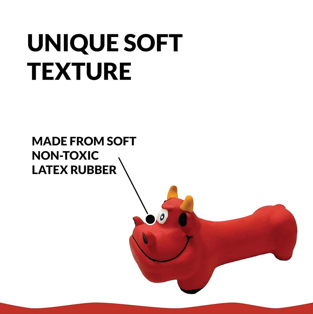 Goofy Tails Latex Dog Toys - Bull (Red)