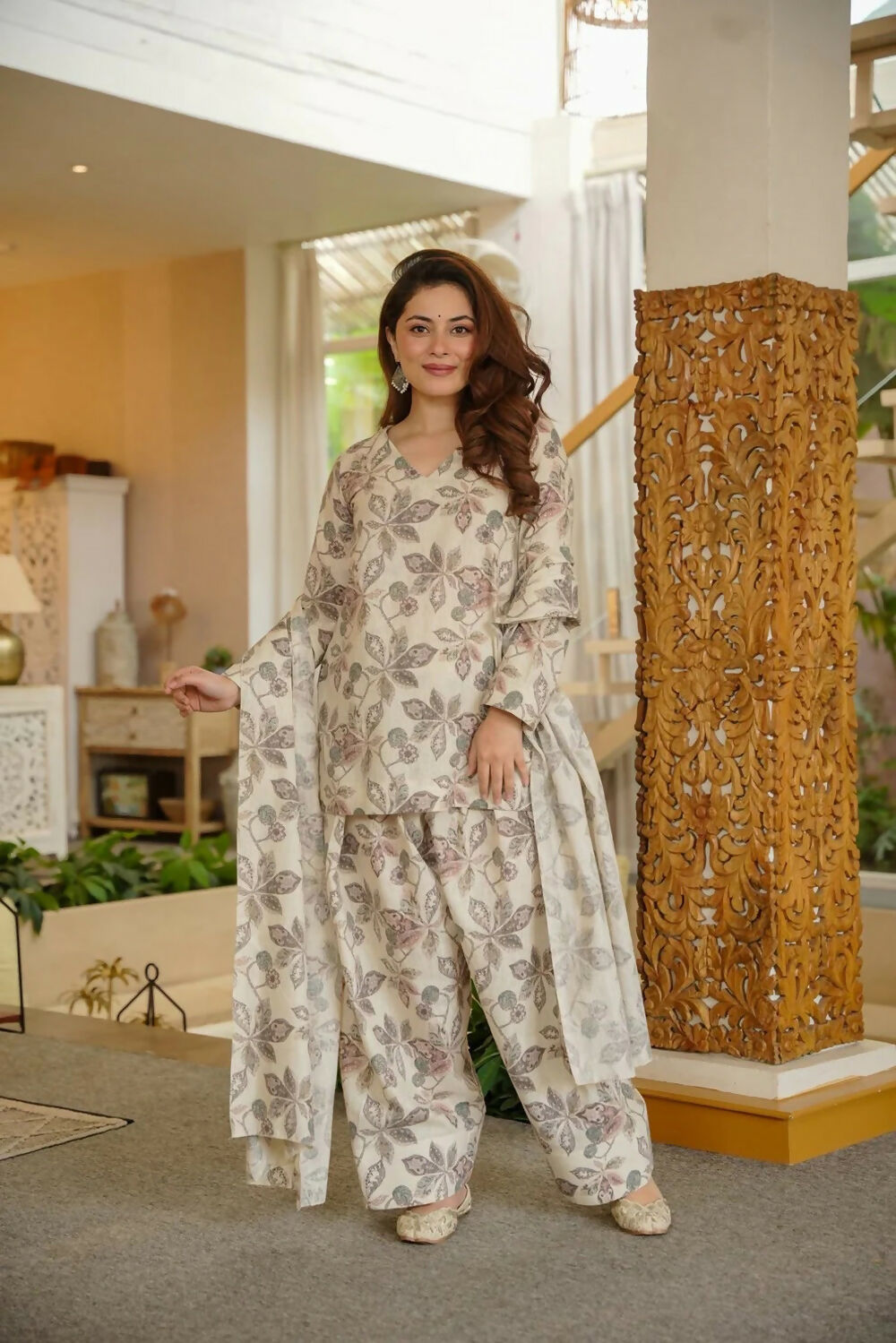 Aayaa Designer Printed Full Flared Suit - Distacart