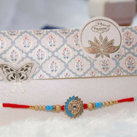 Indianvibez Designer Stone Rakhi With Colourful Beads