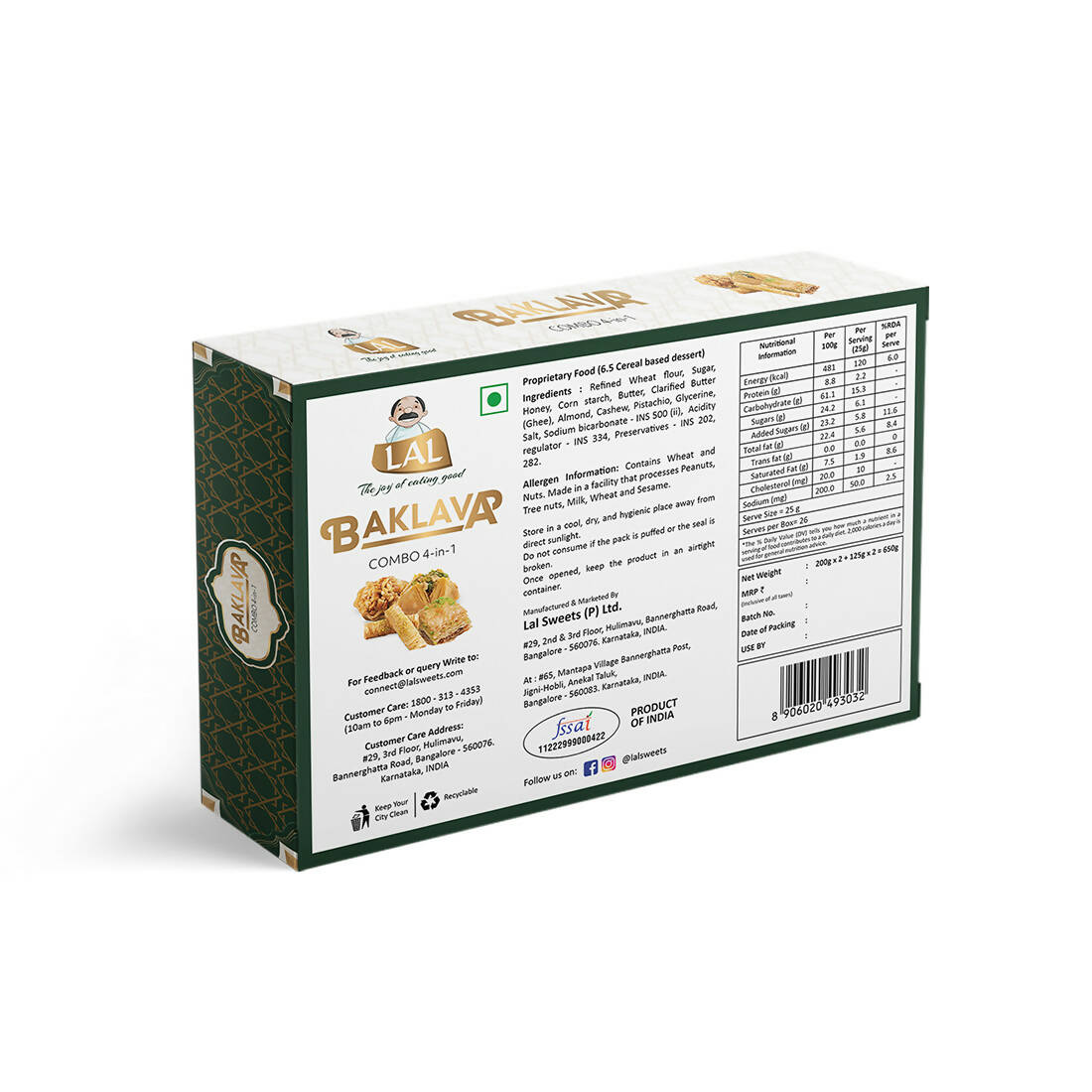 Lal Sweets Baklava 4-in-1 - Distacart