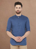 Even Apparels Men's Linen Navy Blue Kurta