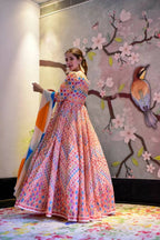 Partywear Designer Blue Pure Maslin Gown - Anbazaar - Distacart