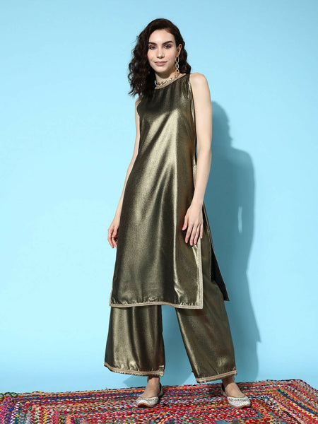 Ahalyaa Women's Traditional wear Kurta Set - Antique Gold