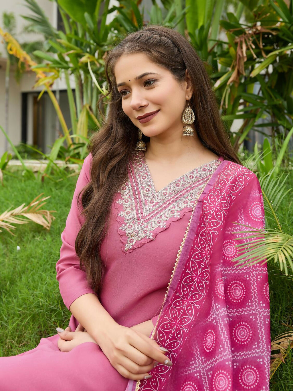 The52 Gajri Women's Beautiful Embroidered Rayon Fabric with Straight Kurta, Pant and Dupatta Set - Distacart